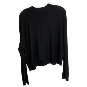 ALALA Sweater Womens Sz L Black Pullover Crew‎ Neck Stretch Long Sleeve Classic